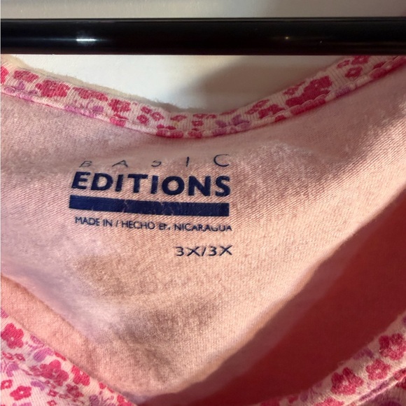 Basic Editions Pink Floral Patterned Short Sleeve Top Shirt size 3X - Picture 4 of 6